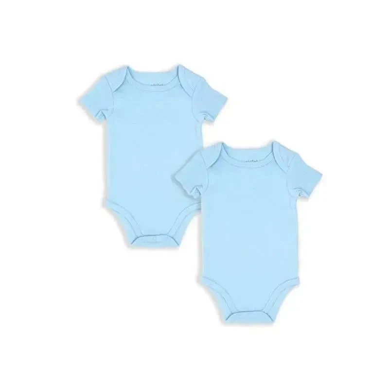 Rose Textiles - 2Pk Baby Boy Solid Bodysuit, Blue 3 Rose Textiles - 2Pk Baby Boy Solid Bodysuit, Blue