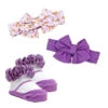 Rose Textiles - 3pc Headband & Sock Set, Lilac Floral -Macro Baby Store rose textiles 3pc headband sock set lilac floral image 1