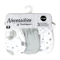 Rose Textiles - 3Pk Baby Unisex Grey Elephant Mitt