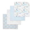 Rose Textiles - 4 Pack Receiving Blanket, Blue Sweet Dreams