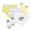 Rose Textiles - 5 Pc Bib And Socks Set, Yellow Elephant -Macro Baby Store rose textiles 5 pc bib and socks set yellow elephant image 1