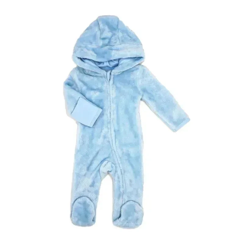 Rose Textiles - Baby Boys Fleece Pramsuit Blue 3 Rose Textiles - Baby Boys Fleece Pramsuit Blue