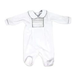 Rose Textiles - Neutral Velour Coverall, Smocking