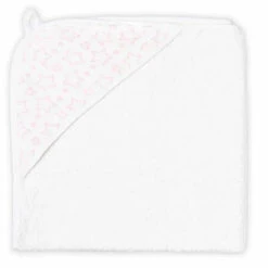 Rose Textiles - Star Muslin Lined Hooded Towel, Pink