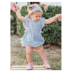 Rufflebutts - Baby Girls Blue Seersucker Classic Ruffle Bubble 9 Rufflebutts - Baby Girls Blue Seersucker Classic Ruffle Bubble -Macro Baby Store rufflebutts baby girls blue seersucker classic ruffle bubble image 4