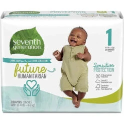 Seventh Generation Baby Diapers, Sensitive Protection, Size 1