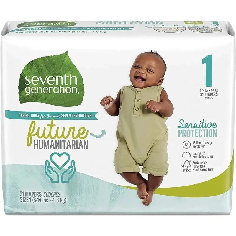 Seventh Generation Baby Diapers, Sensitive Protection, Size 1 3 Seventh Generation Baby Diapers, Sensitive Protection, Size 1