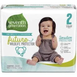 Seventh Generation Baby Diapers, Sensitive Protection, Size 2