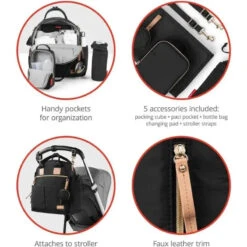 Skip Hop - Suite Diaper Bag Backpack Set, Black -Macro Baby Store skip hop diaper backpack set black image 4