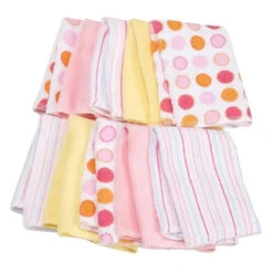 Spasilk - 10Pk Soft Terry Bath Washcloths, Pink Dots