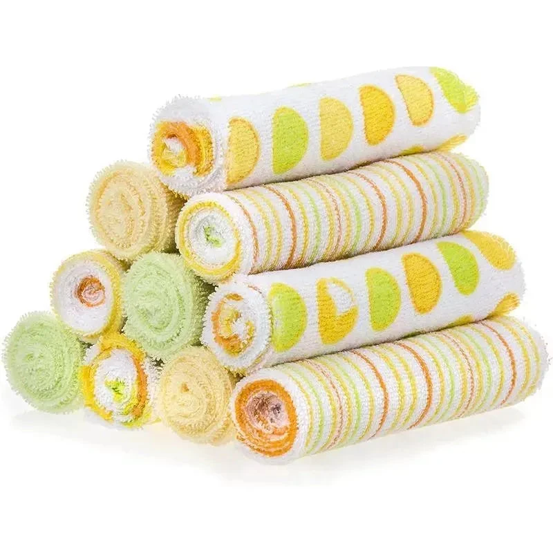 Spasilk - 10Pk Soft Terry Bath Washcloths, Yellow/Green Dots 3 Spasilk - 10Pk Soft Terry Bath Washcloths, Yellow/Green Dots