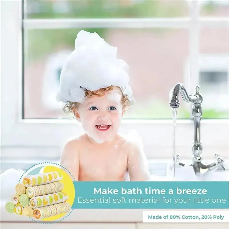 Spasilk - 10Pk Soft Terry Bath Washcloths, Yellow/Green Dots 6 Spasilk - 10Pk Soft Terry Bath Washcloths, Yellow/Green Dots - Image 4