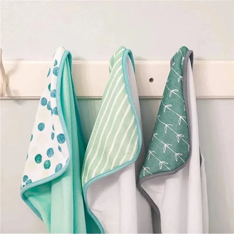 Spasilk - 3Pk Soft Terry Hooded Towel Set, Green Dots 4 Spasilk - 3Pk Soft Terry Hooded Towel Set, Green Dots - Image 2