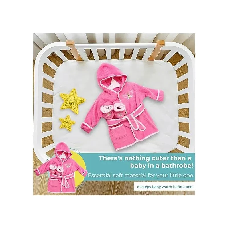 Spasilk - Terry Bathrobe With Booties, Pink Butterfly 5 Spasilk - Terry Bathrobe With Booties, Pink Butterfly - Image 3