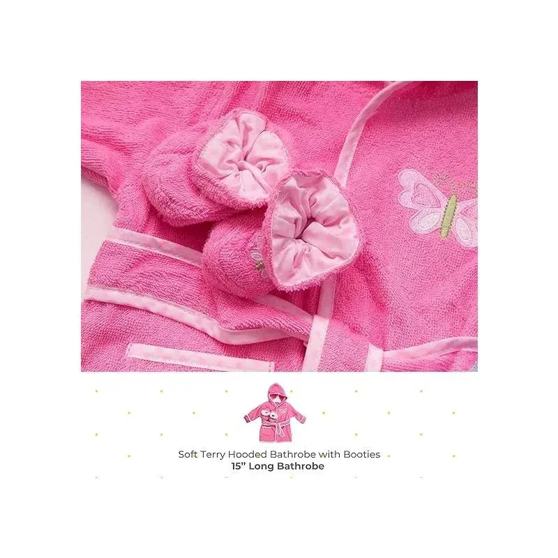 Spasilk - Terry Bathrobe With Booties, Pink Butterfly 6 Spasilk - Terry Bathrobe With Booties, Pink Butterfly - Image 4