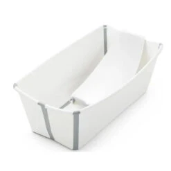 Stokke - Flexi Bath Bundle Folding Baby Bathtub With Newborn Support, White/Grey