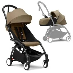 Stokke - Yoyo³ Stroller Bundle, Black Frame | Toffee 6+ Color Pack | Toffee Newborn Pack