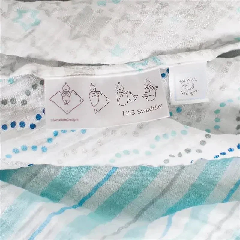 Swaddle Designs - 3Pk Muslin Swaddle Blankets, Indigo Denim 7 Swaddle Designs - 3Pk Muslin Swaddle Blankets, Indigo Denim - Image 5