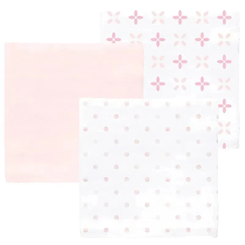 Swaddle Designs - 3Pk Muslin Swaddle Blankets, Pink Springfield 3 Swaddle Designs - 3Pk Muslin Swaddle Blankets, Pink Springfield