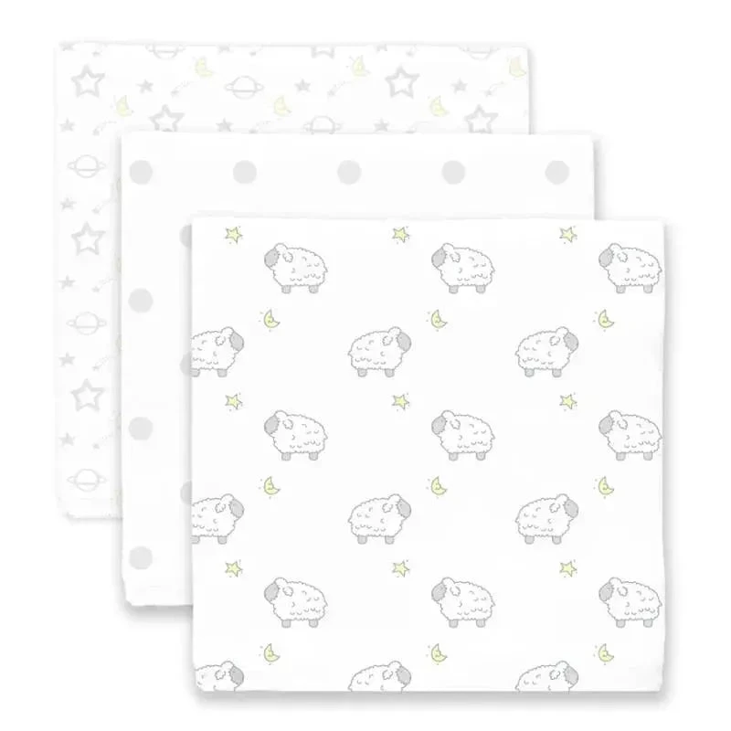 Swaddle Designs - Muslin Swaddle Blankets, Little Lambs Goodnight (Set Of 3) 5 Swaddle Designs - Muslin Swaddle Blankets, Little Lambs Goodnight (Set Of 3) - Image 3