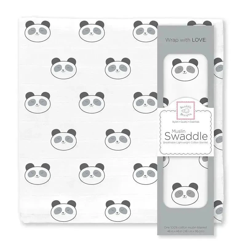 Swaddle Designs - Panda Premium Cotton Muslin Swaddle Blanket 3 Swaddle Designs - Panda Premium Cotton Muslin Swaddle Blanket