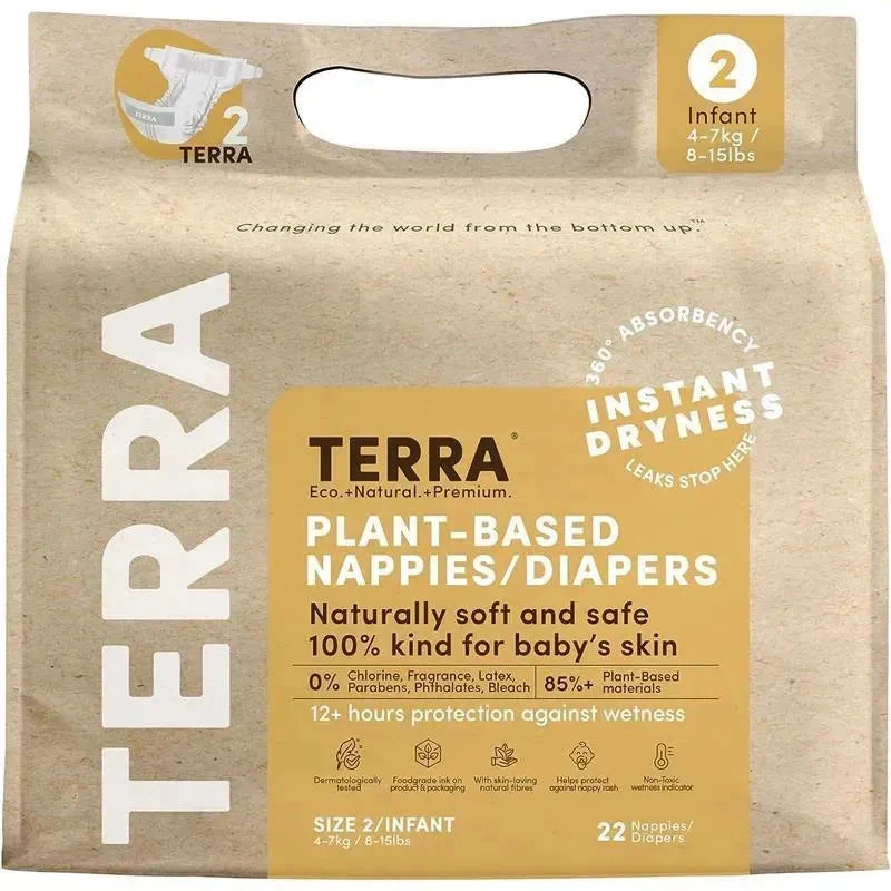 Terra - 22Ct 85% Plant-Based Diapers, Size 2 3 Terra - 22Ct 85% Plant-Based Diapers, Size 2