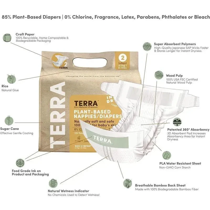 Terra - 22Ct 85% Plant-Based Diapers, Size 2 7 Terra - 22Ct 85% Plant-Based Diapers, Size 2 - Image 5