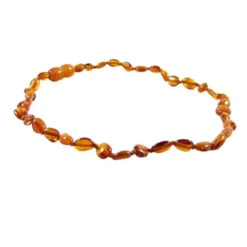 The Amber Monkey - Polished Baltic Amber 12-13 Inch Necklace, Cognac Bean POP