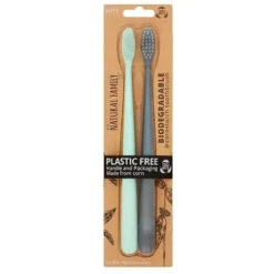 Jack N' Jill - The Natural Family Co. Bio Toothbrush, Rivermint & Monsoon Mist -Macro Baby Store the natural family co bio toothbrush twin pack 2 pieces rivermint monsoon mist image 3 324d450e c53f 42c0 9229 7106c14ce553