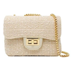 Tiny Treats - Classic Large Tweed Handbag, Cream