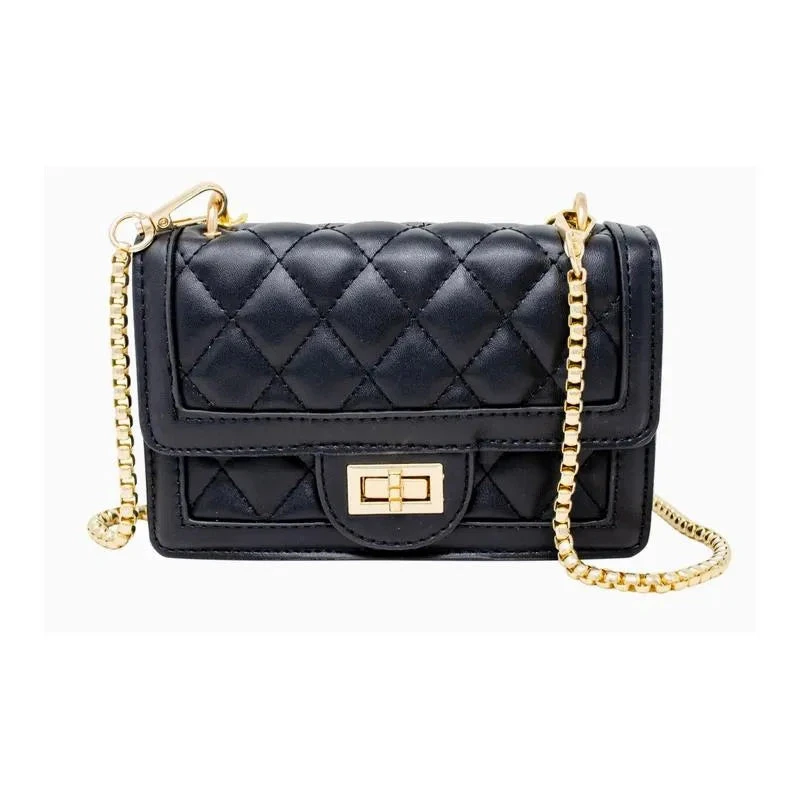 Tiny Treats - Classic Quilted Large Flap Handbag, Black 3 Tiny Treats - Classic Quilted Large Flap Handbag, Black