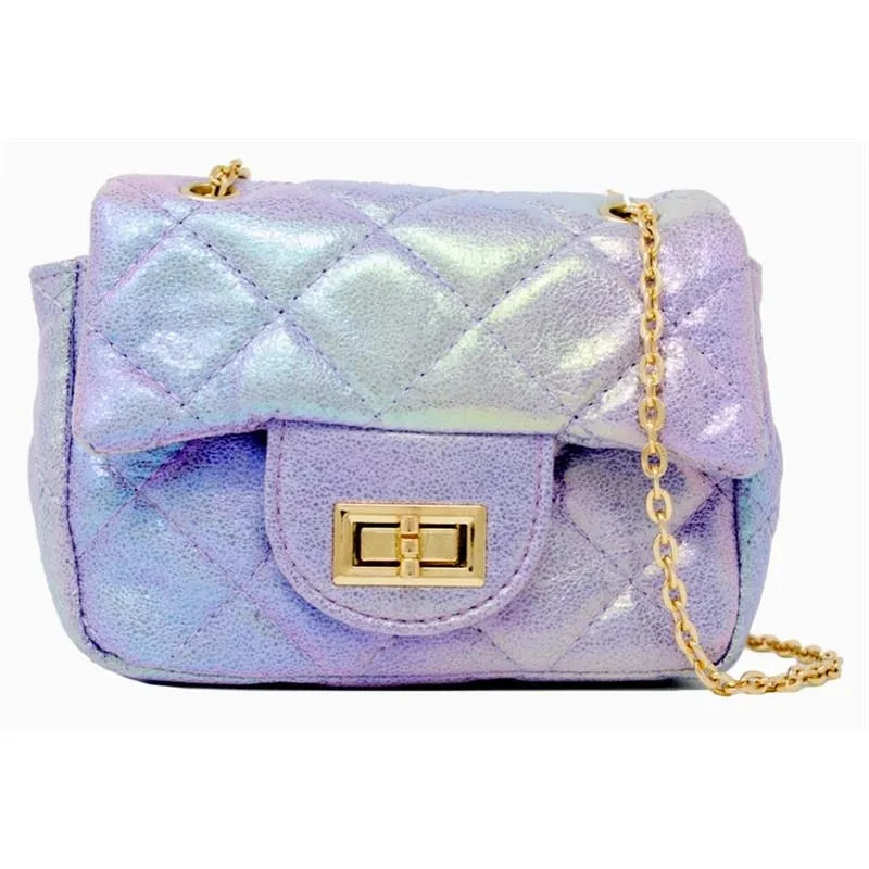 Tiny Treats - Classic Quilted Shiny Mini Bag, Purple 3 Tiny Treats - Classic Quilted Shiny Mini Bag, Purple