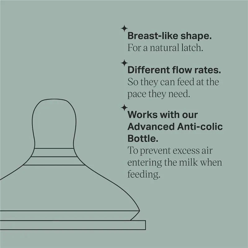 Tommee Tippee - 2Pk Advanced Anti-Colic Baby Bottle Nipples Medium Flow, 3M+ 6 Tommee Tippee - 2Pk Advanced Anti-Colic Baby Bottle Nipples Medium Flow, 3M+ - Image 4