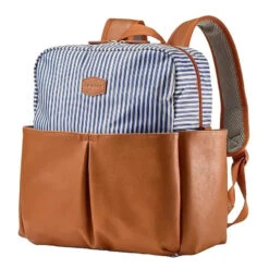 Tomy - Jj Cole Popperton Backpack Cognac Strip Diaper Bag