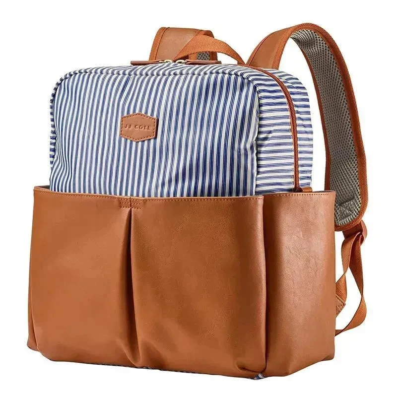 Tomy - Jj Cole Popperton Backpack Cognac Strip Diaper Bag 3 Tomy - Jj Cole Popperton Backpack Cognac Strip Diaper Bag