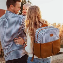 Tomy - Jj Cole Popperton Backpack Cognac Strip Diaper Bag 14 Tomy - Jj Cole Popperton Backpack Cognac Strip Diaper Bag -Macro Baby Store tomy jj cole popperton backpack cognac strip image 11