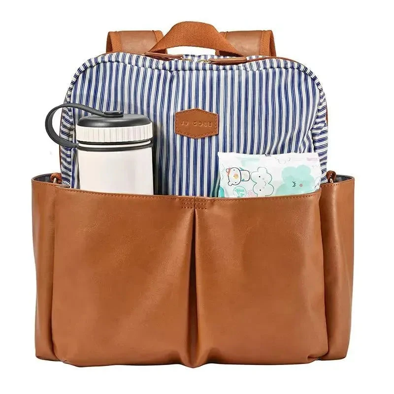 Tomy - Jj Cole Popperton Backpack Cognac Strip Diaper Bag 4 Tomy - Jj Cole Popperton Backpack Cognac Strip Diaper Bag - Image 2