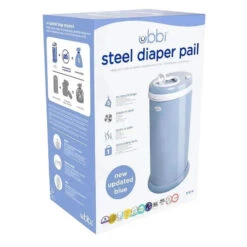 Ubbi® Ubbi - Steel Odor Locking Diaper Pail, Cloud Blue 11 Ubbi® Ubbi - Steel Odor Locking Diaper Pail, Cloud Blue -Macro Baby Store ubbi steel diaper pail cloud blue image 5