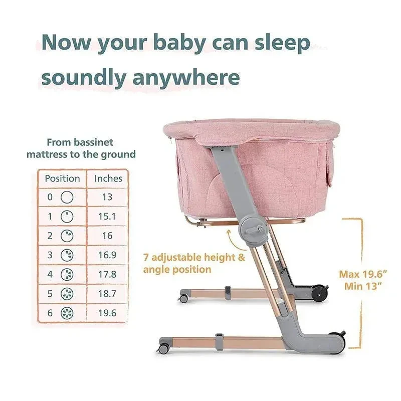 Unilove - Hug Me Plus 3-In-1 Bedside Sleeper, Plum Pink 8 Unilove - Hug Me Plus 3-In-1 Bedside Sleeper, Plum Pink - Image 6