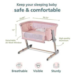 Unilove - Hug Me Plus 3-In-1 Bedside Sleeper, Plum Pink 12 Unilove - Hug Me Plus 3-In-1 Bedside Sleeper, Plum Pink -Macro Baby Store unilove hug me plus 3 in 1 bedside sleeper plum pink image 9