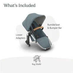 Uppababy - Rumbleseat V3 Second Lower Seat, Callum (Stone Blue/Silver Frame/Sand Leather) -Macro Baby Store uppababy rumbleseat v3 second lower seat callum stone blue silver frame sand leather image 6