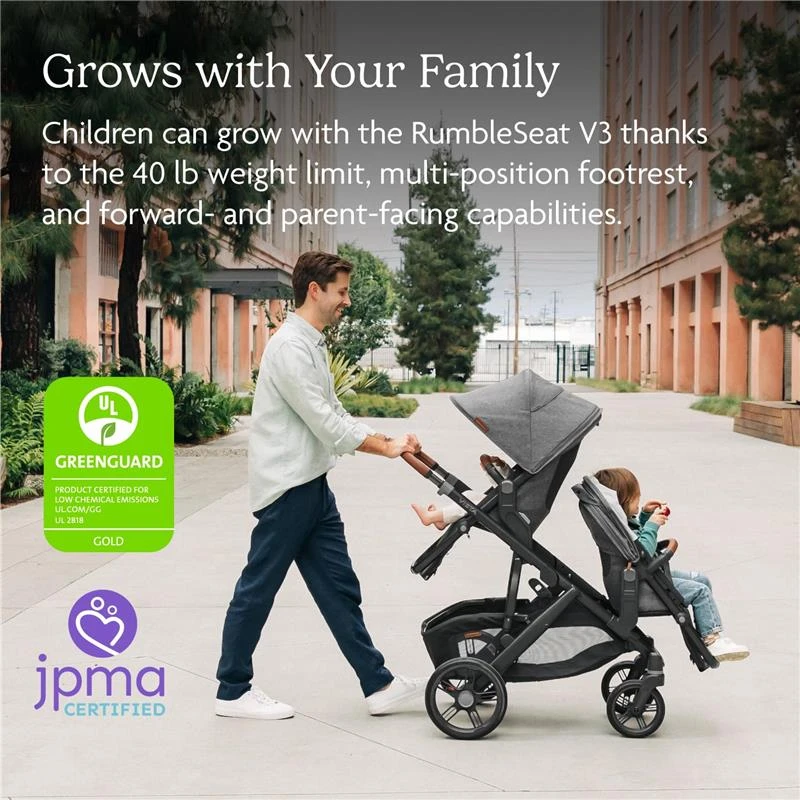 Uppababy - Rumbleseat V3 Second Lower Seat, Green (Mélange/Carbon Frame/Saddle Leather) 7 Uppababy - Rumbleseat V3 Second Lower Seat, Green (Mélange/Carbon Frame/Saddle Leather) - Image 5