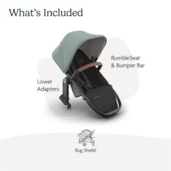 Uppababy - Rumbleseat V3 Second Lower Seat, Kenzi (Mystic Aqua/Carbon Frame/Saddle Leather) -Macro Baby Store uppababy rumbleseat v3 second lower seat kenzi mystic aqua carbon frame saddle leather image 3