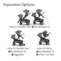 Uppababy - Rumbleseat V3 Second Lower Seat, Kenzi (Mystic Aqua/Carbon Frame/Saddle Leather) -Macro Baby Store uppababy rumbleseat v3 second lower seat kenzi mystic aqua carbon frame saddle leather image 4