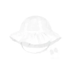 Wee Ones - Girls Reversible Ruffle Brim Eyelet Sun Hat, White