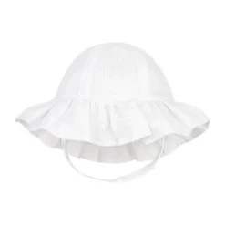 Wee Ones - Baby Girls' And Boys' Reversible Summer Ready Sun Hats, White Ruffle
