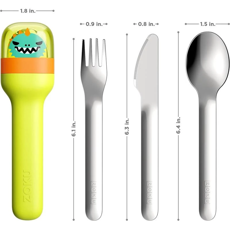 Zoku - Kids Pocket Utensil Set, Green Dino 5 Zoku - Kids Pocket Utensil Set, Green Dino - Image 3