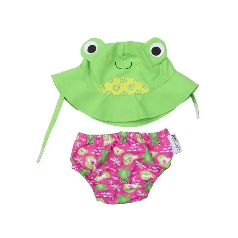 Zoocchini Baby Swim Diaper & Sun Hat Set Frog 3 Zoocchini Baby Swim Diaper & Sun Hat Set Frog