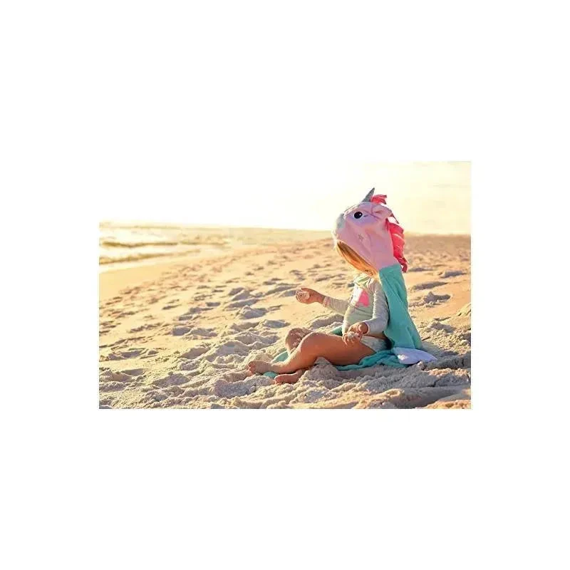 Zoocchini Kids Plush Terry Hooded Bath Towel Allie The Alicorn, Pink/Green 7 Zoocchini Kids Plush Terry Hooded Bath Towel Allie The Alicorn, Pink/Green - Image 5