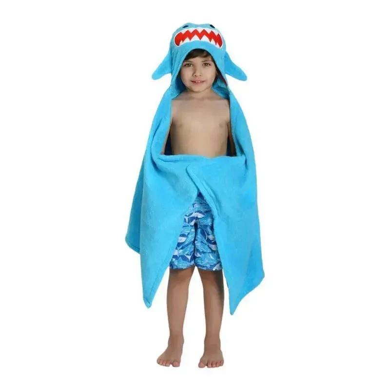 Zoocchini Sherman The Shark Hooded Towel, Blue 3 Zoocchini Sherman The Shark Hooded Towel, Blue